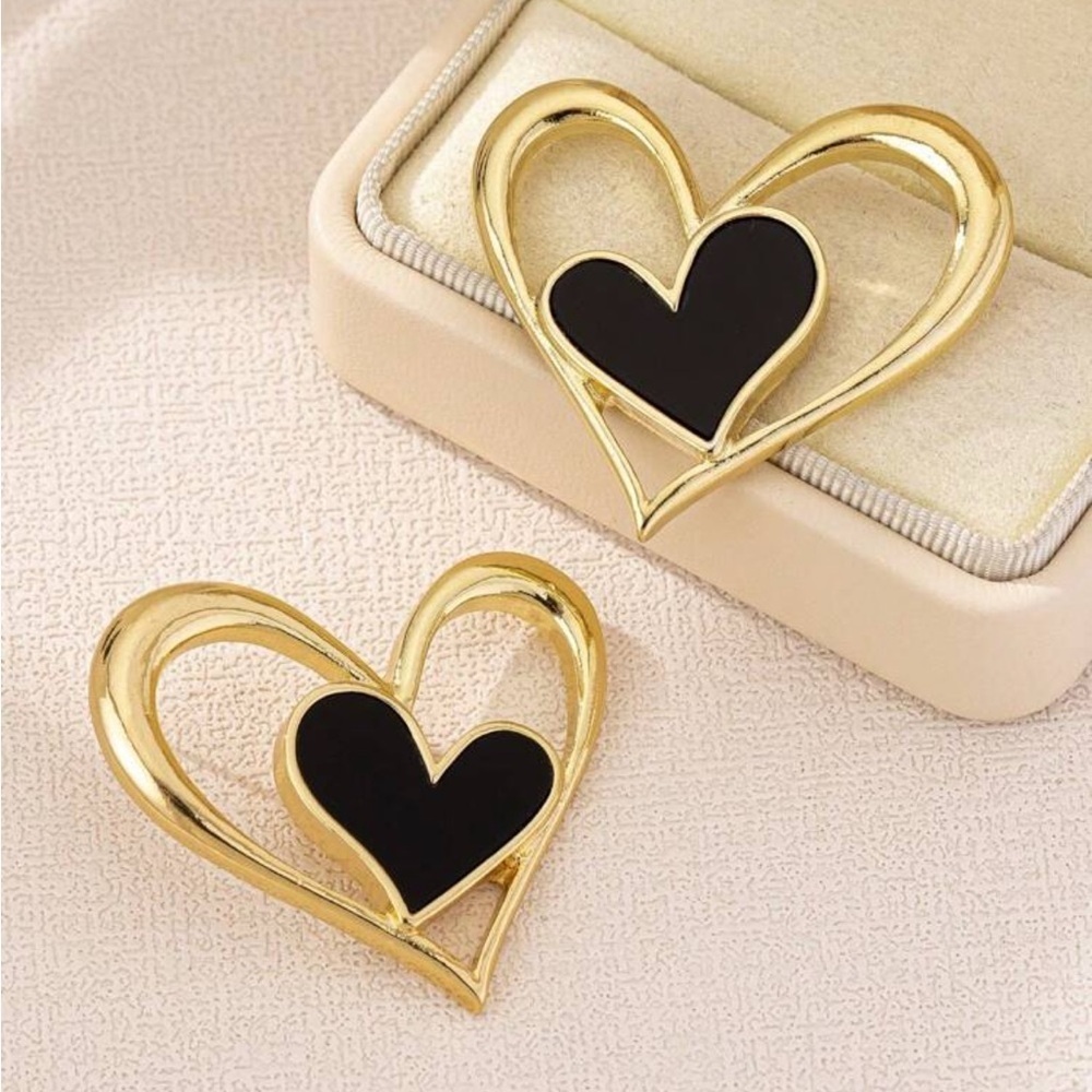 Last One! Goddess Heart Shaped Gold Statement Earrings